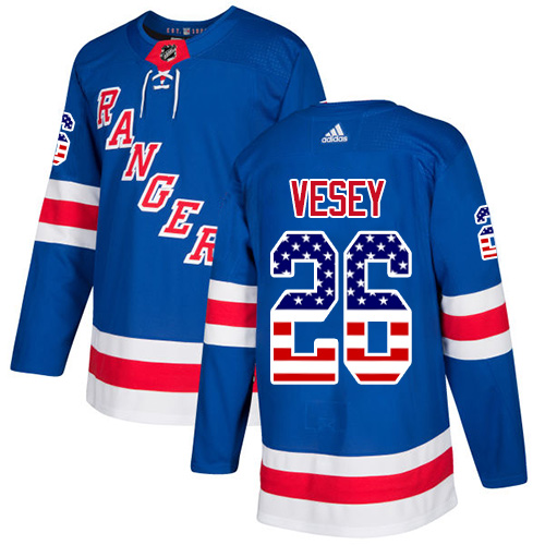 Adidas Rangers #26 Jimmy Vesey Royal Blue Home Authentic USA Flag Stitched Youth NHL Jersey - Click Image to Close